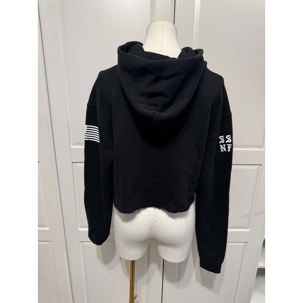 Darc Sport Wolves Club Blood Thunder Vintage Pierce Cropped Hoodie Black Small - Picture 5 of 9